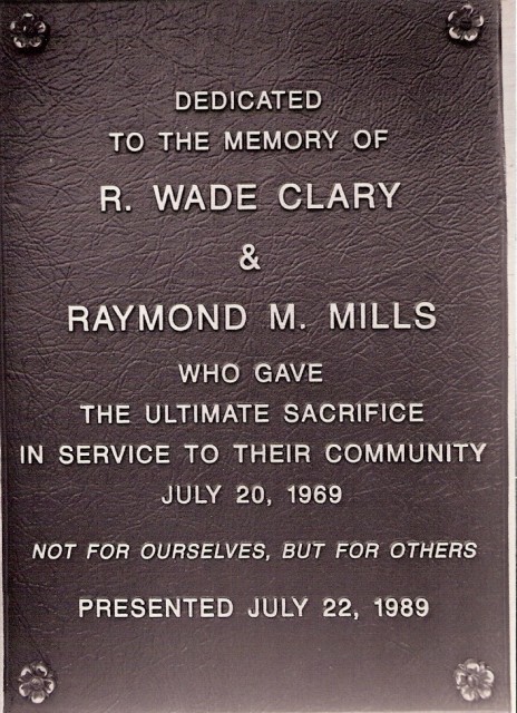 Previous Engine 42 (1988 Ford/Grumman Pumper) was dedicated to R. Wade Clary and Raymond M. Mills.